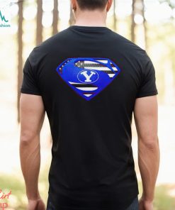 USA Flag Inside BYU Cougars Superman shirt