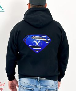 USA Flag Inside BYU Cougars Superman shirt