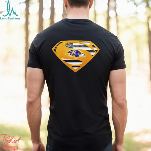 USA Flag Inside Baltimore Ravens Superman shirt