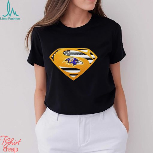 USA Flag Inside Baltimore Ravens Superman shirt