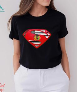 USA Flag Inside Chicago Blackhawks Superman shirt