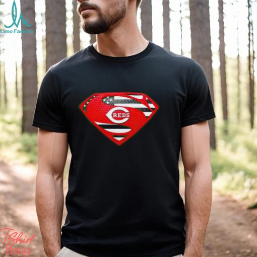 USA Flag Inside Cincinnati Reds Superman shirt