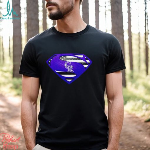 USA Flag Inside Colorado Rockies Superman shirt