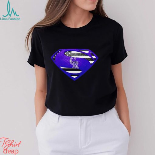 USA Flag Inside Colorado Rockies Superman shirt