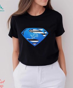 USA Flag Inside Detroit Lions Superman shirt