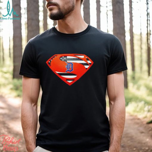 USA Flag Inside Detroit Tigers Superman shirt