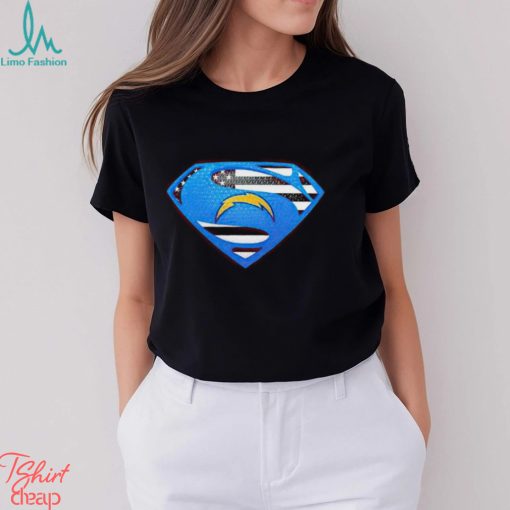 USA Flag Inside Los Angeles Chargers Superman shirt