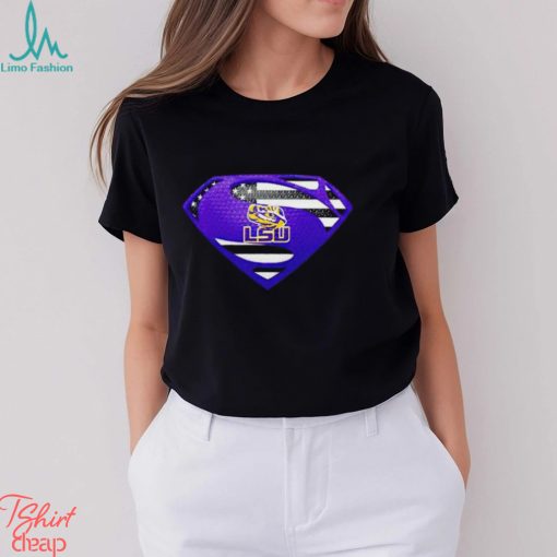 USA Flag Inside Lsu Tigers Superman shirt