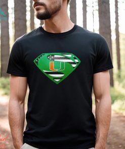 USA Flag Inside Miami Hurricanes Superman shirt