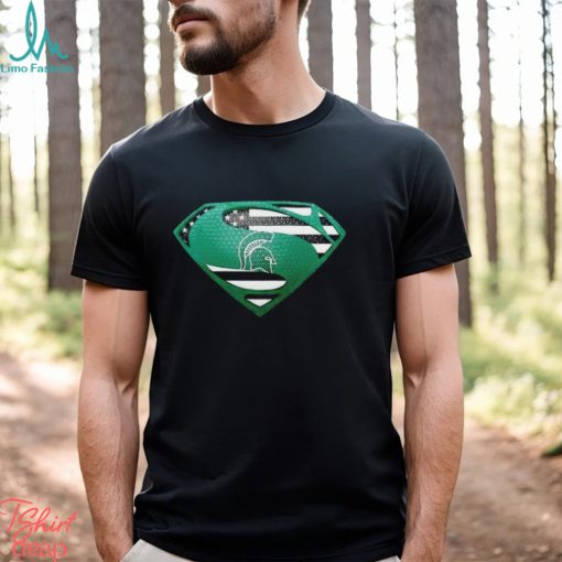 USA Flag Inside Michigan State Spartans Superman shirt