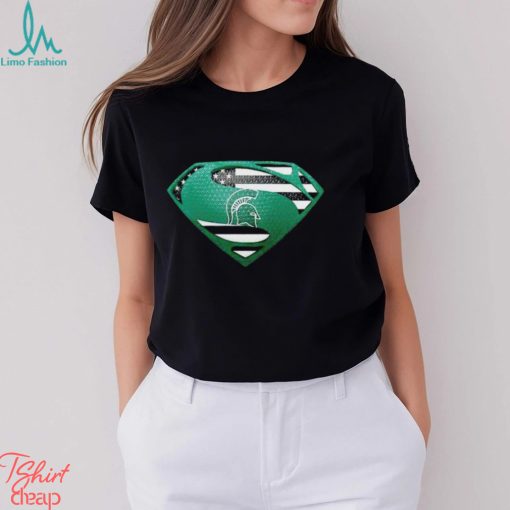 USA Flag Inside Michigan State Spartans Superman shirt