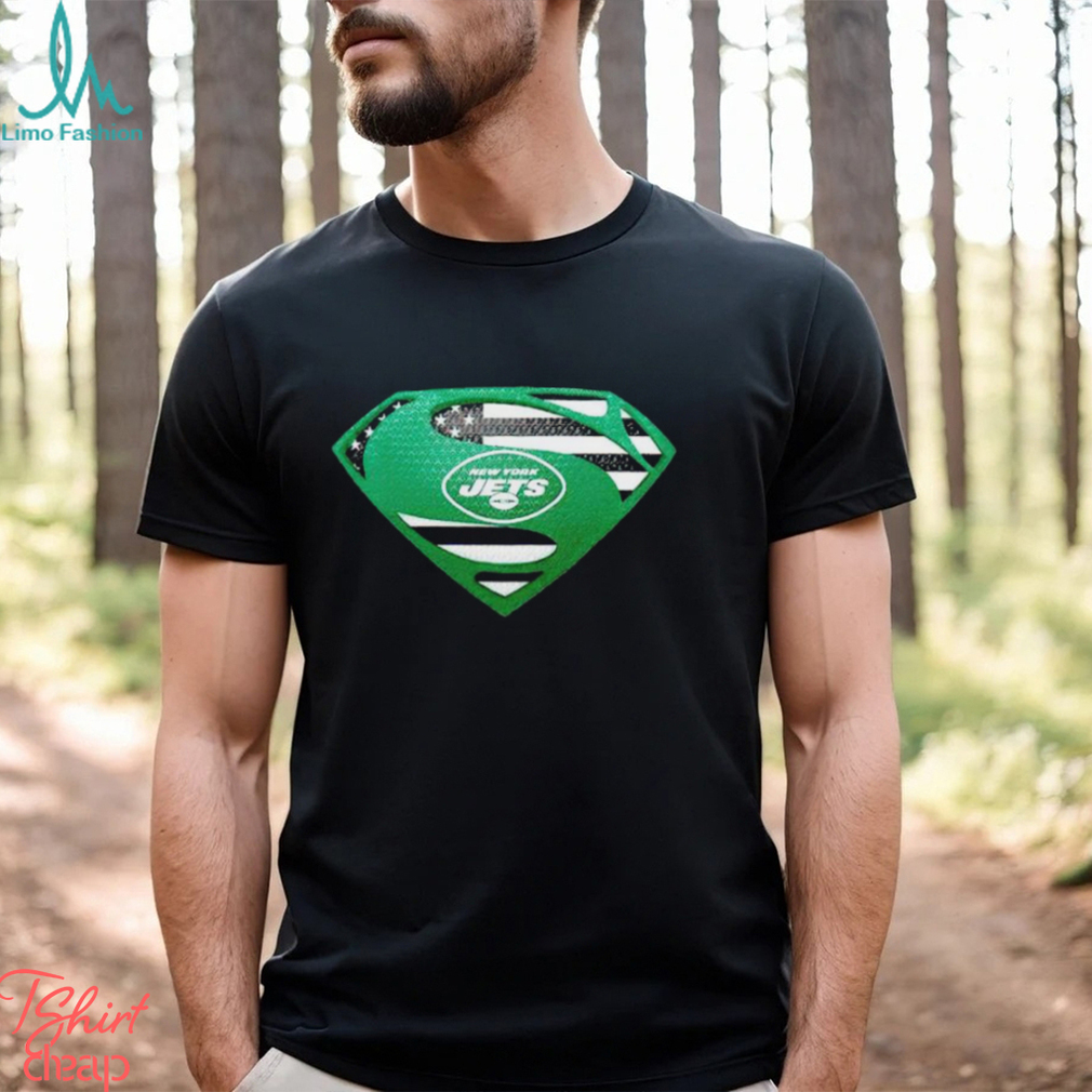 USA Flag Inside New York Jets Superman shirt Limotees