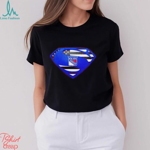 USA Flag Inside New York Rangers Superman shirt