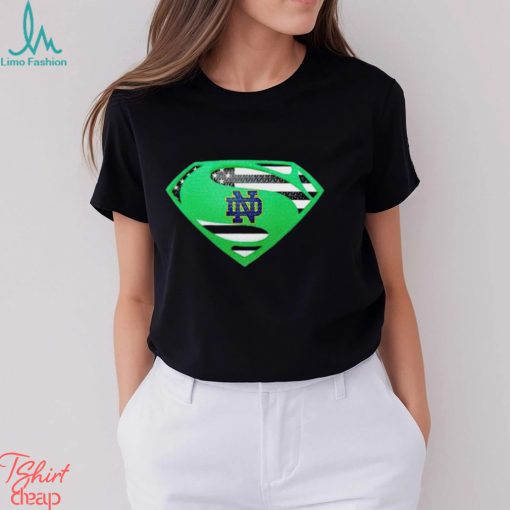 USA Flag Inside Notre Dame Fighting Irish Superman shirt