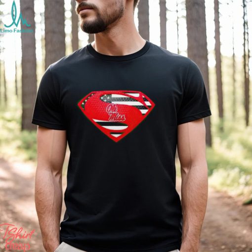 USA Flag Inside Ole Miss Rebels Superman shirt