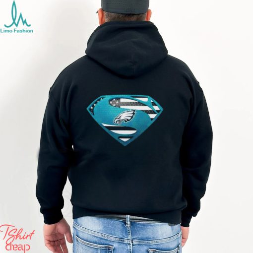 USA Flag Inside Philadelphia Eagles Superman shirt