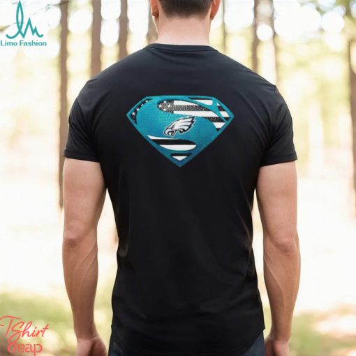 USA Flag Inside Philadelphia Eagles Superman shirt