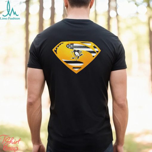 USA Flag Inside Pittsburgh Penguins Superman shirt