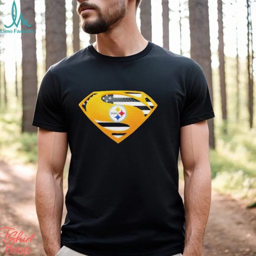 USA Flag Inside Pittsburgh Steelers Superman shirt