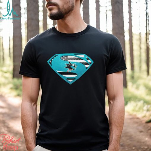USA Flag Inside San Jose Sharks Superman shirt