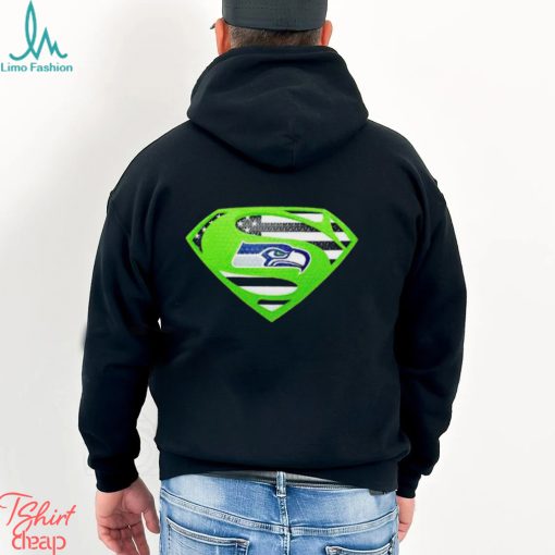 USA Flag Inside Seattle Seahawks Superman shirt