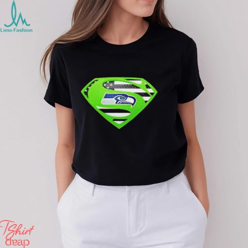 USA Flag Inside Seattle Seahawks Superman shirt