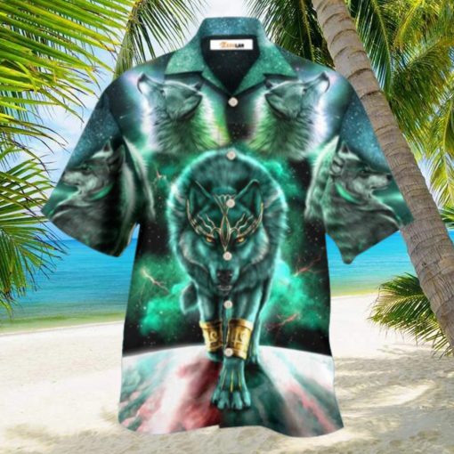 Wolf Warrior Galaxy Style Hawaiian Shirt