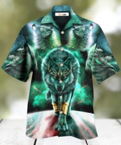 Wolf Warrior Galaxy Style Hawaiian Shirt