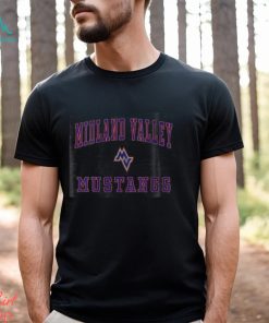 Womens Midland Valley High School Green Mustangs V Neck T Shirt