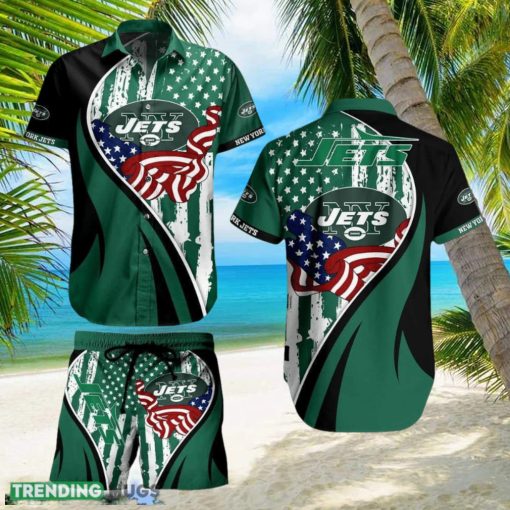 York Jets NFL Vintage US Flag Graphic Hawaiian Shirt And Short For Best Fans Gift New Trending Beach Holiday