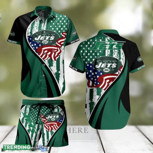 York Jets NFL Vintage US Flag Graphic Hawaiian Shirt And Short For Best Fans Gift New Trending Beach Holiday