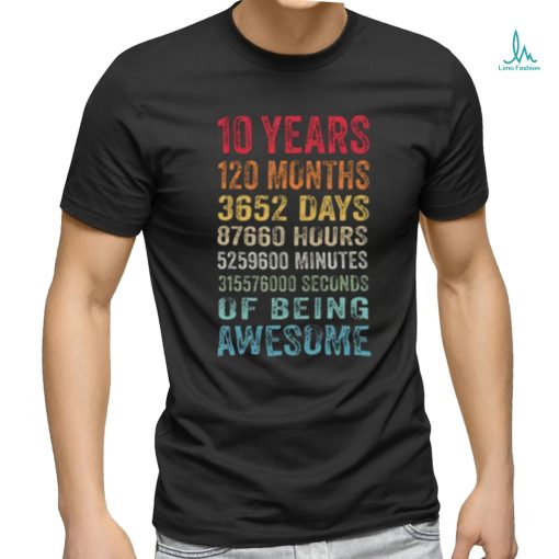 10 Years Old 10th Birthday Vintage Retro 120 Months T shirt