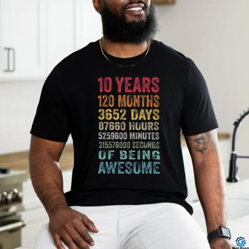 10 Years Old 10th Birthday Vintage Retro 120 Months T shirt