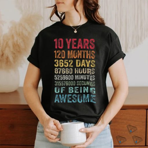 10 Years Old 10th Birthday Vintage Retro 120 Months T shirt