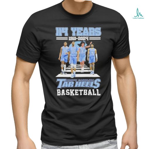 114 Years 1910 2024 North Carolina Tar Heels Basketball T Shirt