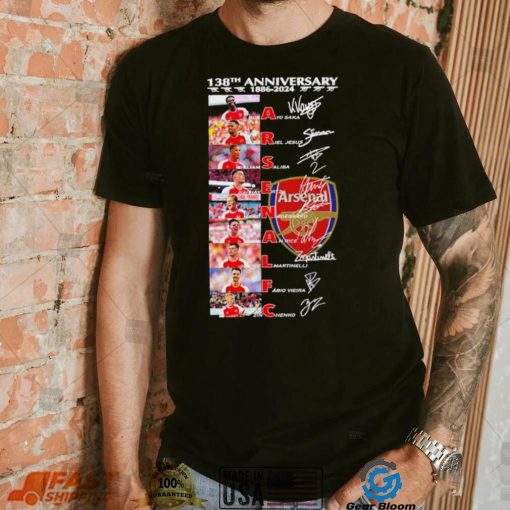 138th anniversary 1886 2024 Arsenal FC player name signatures logo shirt