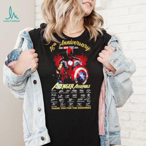 16th anniversary 2008 2024 Avenger Assemble signatures thank you for the memories hero mix shirt