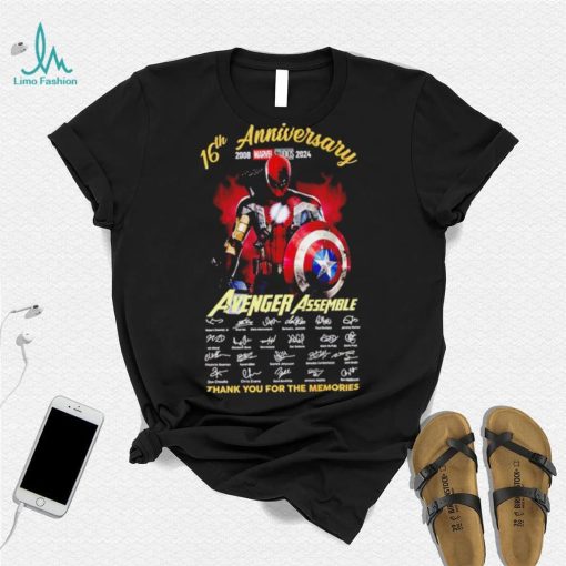 16th anniversary 2008 2024 Avenger Assemble signatures thank you for the memories hero mix shirt