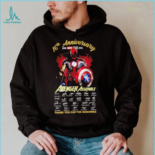 16th anniversary 2008 2024 Avenger Assemble signatures thank you for the memories hero mix shirt