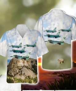 175th Fighter Squadron Lobos From Sioux Falls Agb Over Mount Rushmore South Dakota Air National Guard Button Down Hawaiian Shirt