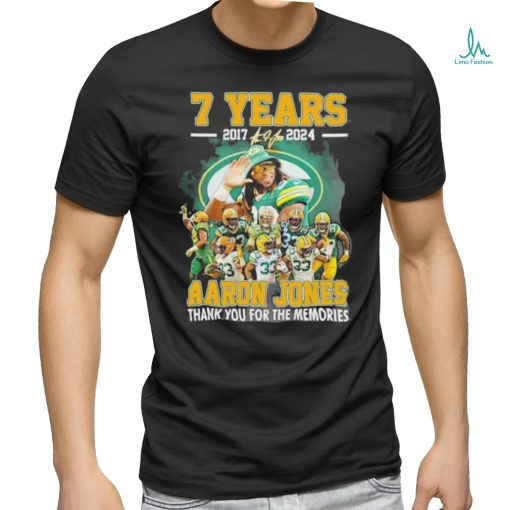 7 Years 2017 2024 Arron Jones Green Bay Packers Thank You For The Memories T Shirt