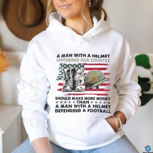 A Man With A Helmet Defending Our Country America Shirt