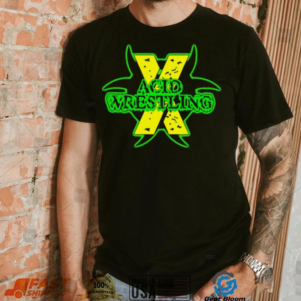Acid wrestling X professional wrestler black logo shirt Acid wrestling X professional wrestler black logo shirt