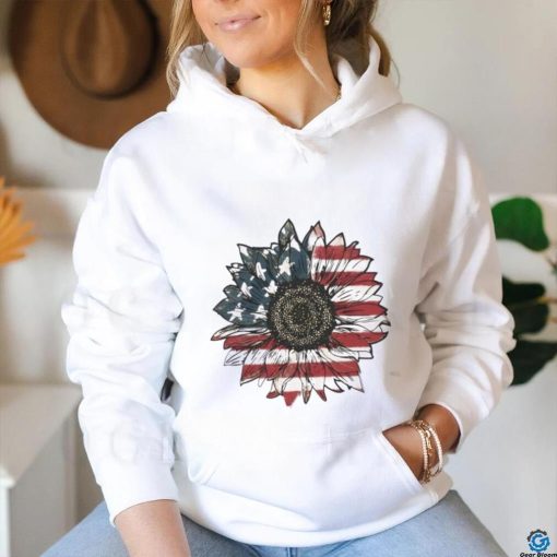 America Sunflower Usa Flag 4th Of July Freedom Shirt