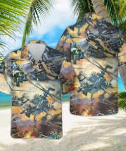 Army Boeing Ah 64 Apache Button Up Hawaiian Shirt