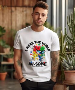 Autism dabbing I make the world ausome puzzle piece shirt