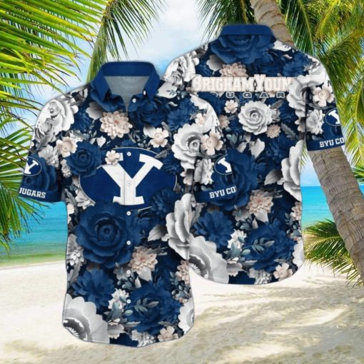 BYU Cougars NCAA3 Flower Hawaii Shirt And Tshirt For Fans, Custom Summer Football Shirts NA49624