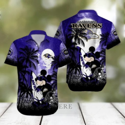 Baltimore Ravens Mickey Mouse Street Style All Over Print Hawaiian Shirt