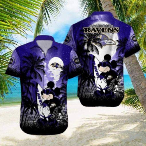 Baltimore Ravens Mickey Mouse Street Style All Over Print Hawaiian Shirt