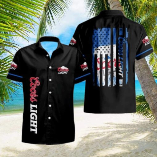 Basic Coors Light Hawaiian Shirt US Flag In The Dark